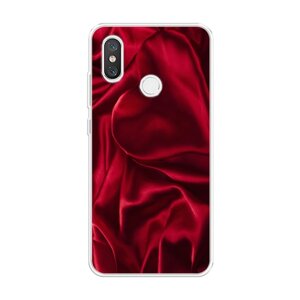 Силиконовый чехол на Xiaomi Mi 8 / Сяоми Ми 8 Текстура красный шелк