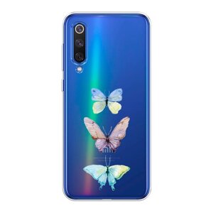 Силиконовый чехол на Xiaomi Mi9 SE / Сяоми Ми 9 SE Акварельные бабочки, прозрачный