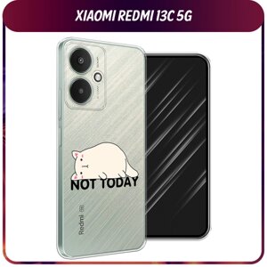Силиконовый чехол на Xiaomi Redmi 13C 5G/13R 5G/Poco M6 5G / Сяоми Редми 13C 5G/13R 5G/Поко М6 5G "Cat not today", прозрачный