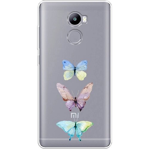 Силиконовый чехол на Xiaomi Redmi 4 / Сяоми Редми 4 Акварельные бабочки, прозрачный