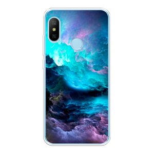 Силиконовый чехол на Xiaomi Redmi 6 Pro/6 Plus/Mi A2 Lite / Сяоми Редми 6 Про/6 Плюс/Ми A2 Лайт Бирюзовое небо