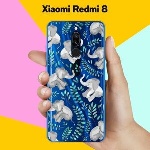 Силиконовый чехол на Xiaomi Redmi 8 Узор из слонов / для Сяоми Редми 8