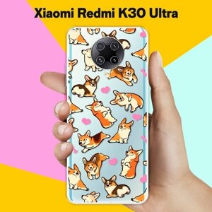 Силиконовый чехол на Xiaomi Redmi K30 Ultra Узор из корги с сердцами / для Сяоми Редми К30 Ультра