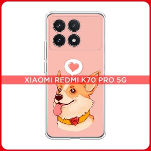 Силиконовый чехол на Xiaomi Redmi K70 Pro 5G/K70 5G/Poco F6 Pro / Сяоми Редми K70 Про 5G/K70 5G/Поко F6 Про Корги язык