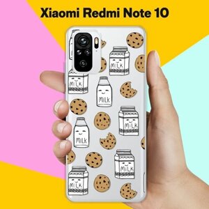 Силиконовый чехол на Xiaomi Redmi Note 10 Печеньки и молоко / для Сяоми Редми Ноут 10