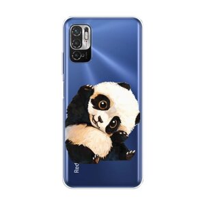 Силиконовый чехол на Xiaomi Redmi Note 10T/Note 10 5G/Poco M3 Pro / Сяоми Редми Нот 10T/Поко М3 Про "Большеглазая панда", прозрачный