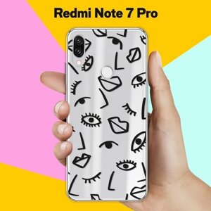 Силиконовый чехол на Xiaomi Redmi Note 7 Pro Черты лица / для Сяоми Редми Ноут 7 Про