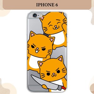 Силиконовый чехол "Опасные котики" на Apple iPhone 6/6S / Айфон 6/6S, прозрачный