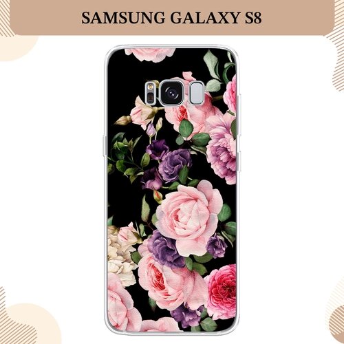 Силиконовый чехол "Пионы на черном" на Samsung Galaxy S8 / Самсунг Галакси S8