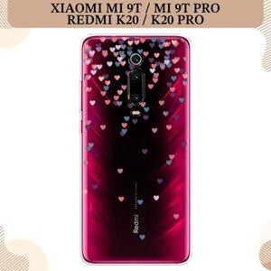 Силиконовый чехол "Посыпка сердечки" на Xiaomi Redmi K20/K20 Pro/Mi 9T/9T Pro / Сяоми Редми К20, прозрачный
