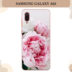 Силиконовый чехол "Розовые и белые пионы" на Samsung Galaxy A02 / Самсунг Галакси А02