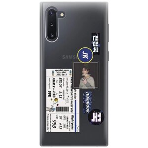 Силиконовый чехол с принтом BTS Stickers для Samsung Galaxy Note 10 / Самсунг Ноут 10