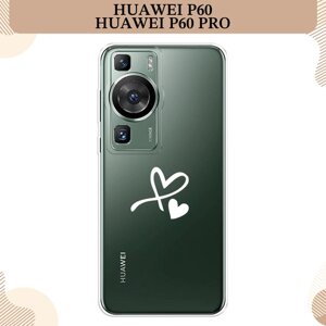 Силиконовый чехол "Сердечко минимализм" на Huawei P60/P60 Pro / Хуавей P60/P60 Про, прозрачный