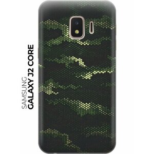 Силиконовый чехол Темно-зеленый камуфляж на Samsung Galaxy J2 Core / Самсунг Джей 2 Кор с эффектом блика