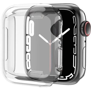Силиконовый защитный чехол кейс Apple Watch Series 7 Эпл Вотч 41 мм для экрана дисплея и корпуса противоударный бампер мягкий прозрачный