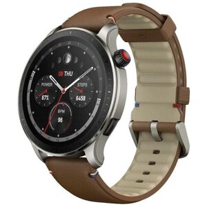 Смарт-часы AMAZFIT GTR 4 A2166, 1.43", серебристый / коричневый