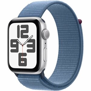Смарт-часы Apple Watch SE 44 мм 2023 серебристый, плетёный ремешок
