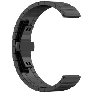 Сменный ремешок-браслет MyPads Inox Clip стальной железный металлический для умных-смарт часов Huawei Watch GT 2e из нержавеющей стали c одинарными плоскими звеньями с замком-застежкой бабочка (черный)