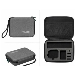 Средний кейс Telesin для перевозки и хранения GoPro HERO9/10/11 Black и аксессуаров, серый (22x17x6 см)