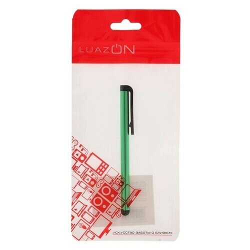 Стилус LuazON, для планшета и телефона, 10 см, тепловой, с креплением, зелёный 3916269