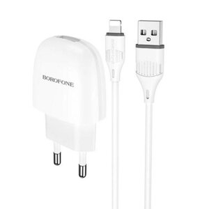 СЗУ Borofone USB 2.1A + кабель USB - Lightning (BA49A) White