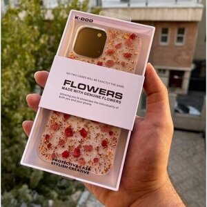 Углепластиковый чехол на iPhone 13 PRO MAX K-DOO FLOWERS (натуральные цветы) Розовый