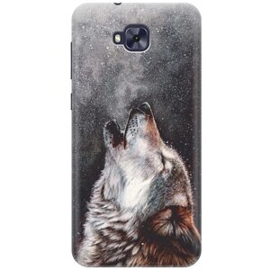 Ультратонкий силиконовый чехол-накладка для Asus Zenfone 4 Selfie (ZD553KL) с принтом "Морозный волк"