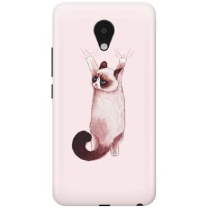 Ультратонкий силиконовый чехол-накладка для Meizu M5 с принтом "Недовольный кот"