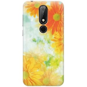 Ультратонкий силиконовый чехол-накладка для Nokia 6.1 Plus, X6 (2018) с принтом "Оранжевые цветы"