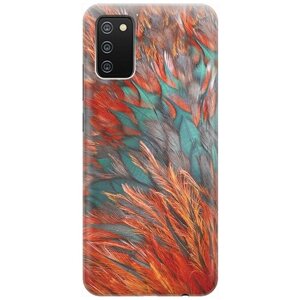 Ультратонкий силиконовый чехол-накладка для Samsung Galaxy A02s с принтом "Разноцветные перья"