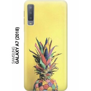 Ультратонкий силиконовый чехол-накладка для Samsung Galaxy A7 (2018) с принтом "Ананас на желтом"
