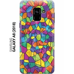 Ультратонкий силиконовый чехол-накладка для Samsung Galaxy A8 (2018) с принтом "Яркая мозаика"