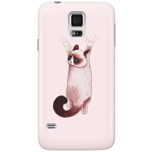Ультратонкий силиконовый чехол-накладка для Samsung Galaxy S5 с принтом "Недовольный кот"