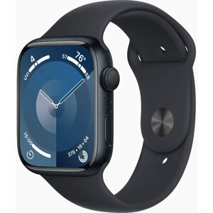 Умные часы Apple Watch Series 9 45 мм Aluminium Case GPS, midnight Sport Band S/M