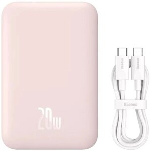 Внешний аккумулятор с поддержкой беспроводной зарядки Xiaomi Baseus Magnetic Wireless Charging Power Bank 6000 mAh 20W Pink (PPCXM06)