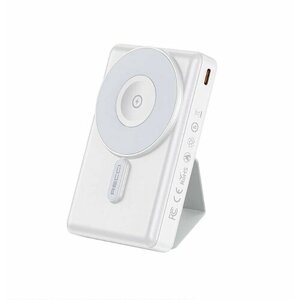 Внешний магнитный аккумулятор для устройств Apple, Recci Pathfinder Series 3-in-1 с поддержкой Magsafe, 10000 mAh, Qi15W/PD20W, Белый