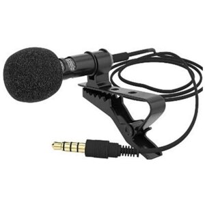Всенаправленный петличный микрофон Lavalier Mic для телефона, планшета, ноутбука, камеры для стримов и видеосъемки (Черная)