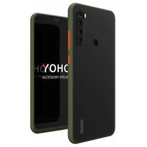 YOHO Чехол защитный - противоударный, матовый, для телефона Xiaomi Mi Note 10. Оливковый - оранжевый YCHPMXMN10OO