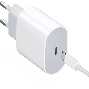 Зарядное устройство для iPhone 15 / 15 Plus / 15 Pro / 15 Pro Max / iPad / AirPods / Быстрая зарядка 25W + кабель (USB Type-C - USB Type-C)