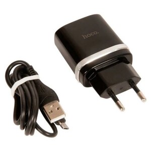 Зарядное устройство HOCO c12Q Smart QC3.0, кабель Micro USB, один порт USB, 5V, 3.0A, черный