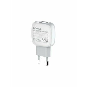 Зарядное устройство Сетевое зарядное устройство LDNIO A2313C + Кабель Micro/ PD + QC 3.0/ 2 USB Auto-ID/ Выход: 5V_9V_12V, 18W/ White