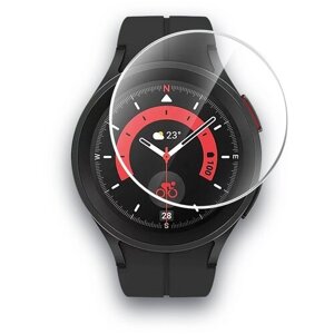 Защитное стекло на Samsung Galaxy Watch 5 Pro 45mm (Самсунг Галакси вотч 5 Про 45 мм) на Экран 2 шт, гибрид: пленка+стекловолокно, прозрачное, Brozo