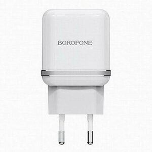 Адаптер Сетевой с кабелем Borofone BA25A Outstanding 2USB/5V/2.4A +micro USB (черный), 1 шт.