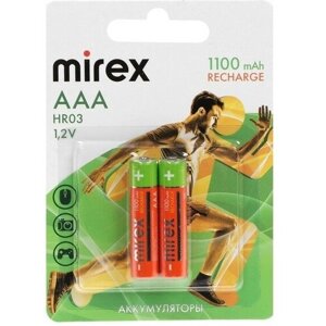 Аккумулятор Mirex, Ni-Mh, AAA, HR03-2BL, 1.2В, 1100 мАч, блистер, 2 шт.