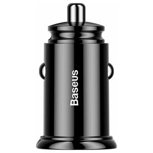 Автомобильное зарядное устройство BASEUS Circular Plastic, 2*USB, 5A, 30 Вт, черный, быстрая зарядка