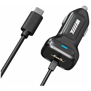 Автомобильное зарядное устройство Wiiix CH-4-2-06 2A универсальное кабель USB Type C черный