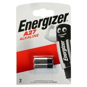 Батарейка алкалиновая Energizer, LR27 (A27, MN27) - 2BL, 1.5В, блистер, 2 шт.