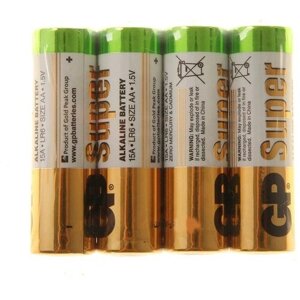 Батарейка алкалиновая GP Super, AA, LR6-4S, 1.5В, спайка, 4 шт.
