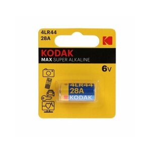 Батарейка алкалиновая Kodak Max Super, 28A (K28A-1/4LR44) -1BL, 6В, блистер, 1 шт.