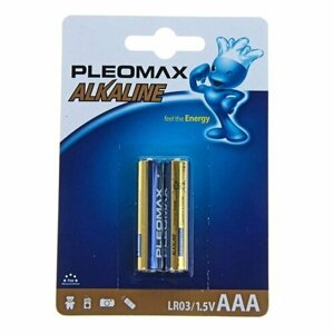 Батарейка алкалиновая Pleomax, AAA, LR03-2BL, 1.5В, блистер, 2 шт. (комплект из 8 шт)